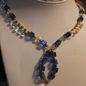 Boho blue and white necklace